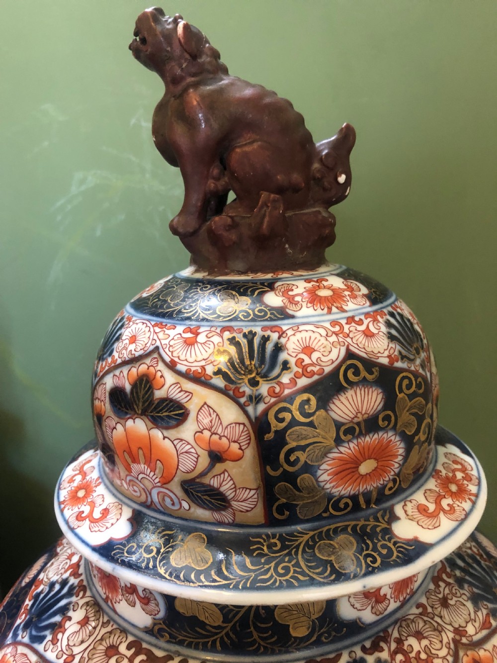 Pair of mid C19th Japanese Imari design porcelain vases probably by Samson of Paris  View VI
