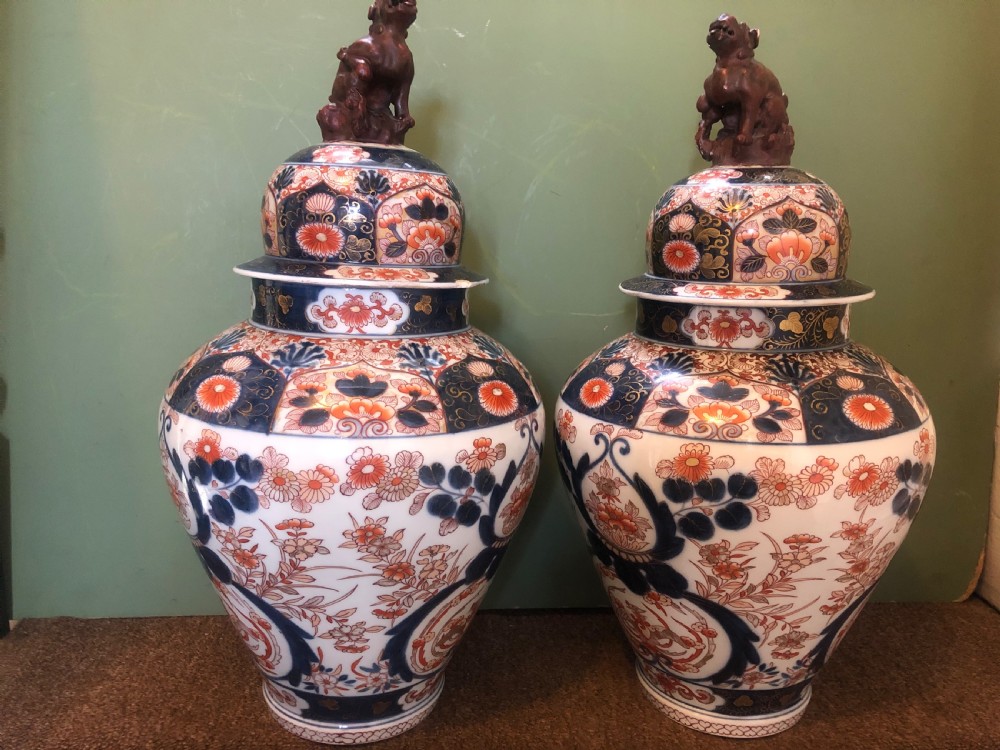 Pair of mid C19th Japanese Imari design porcelain vases probably by Samson of Paris  View XII