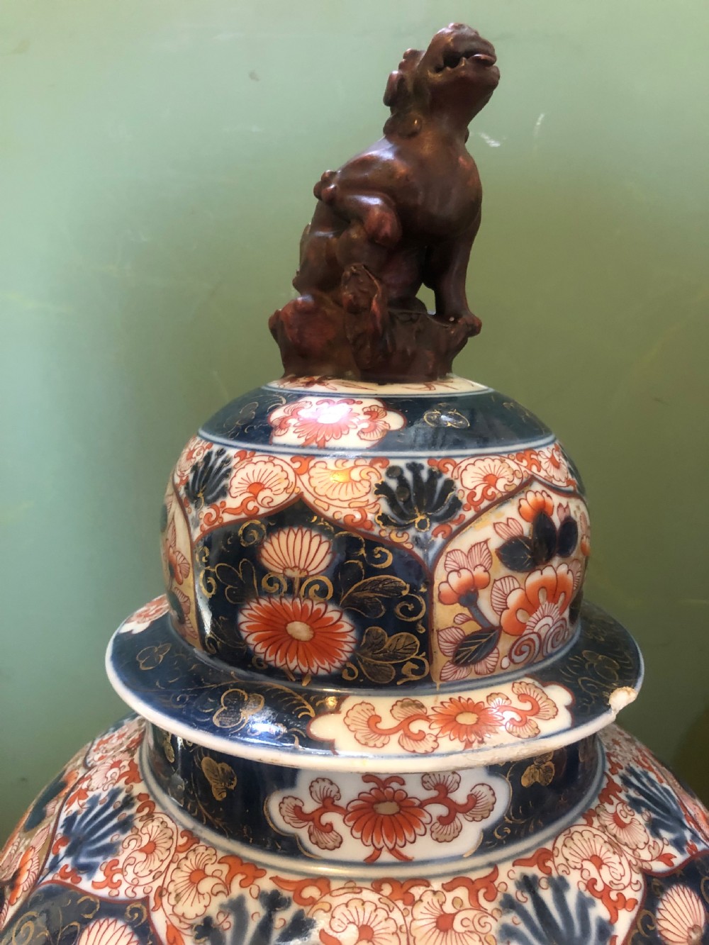 Pair of mid C19th Japanese Imari design porcelain vases probably by Samson of Paris  View XIII