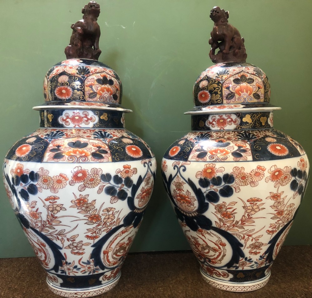 Pair of mid C19th Japanese Imari design porcelain vases probably by Samson of Paris  View XIX