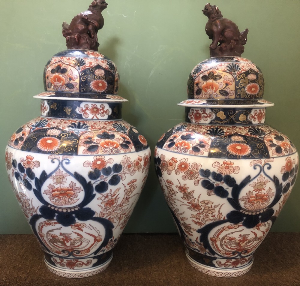 Pair of mid C19th Japanese Imari design porcelain vases probably by Samson of Paris  View XXII