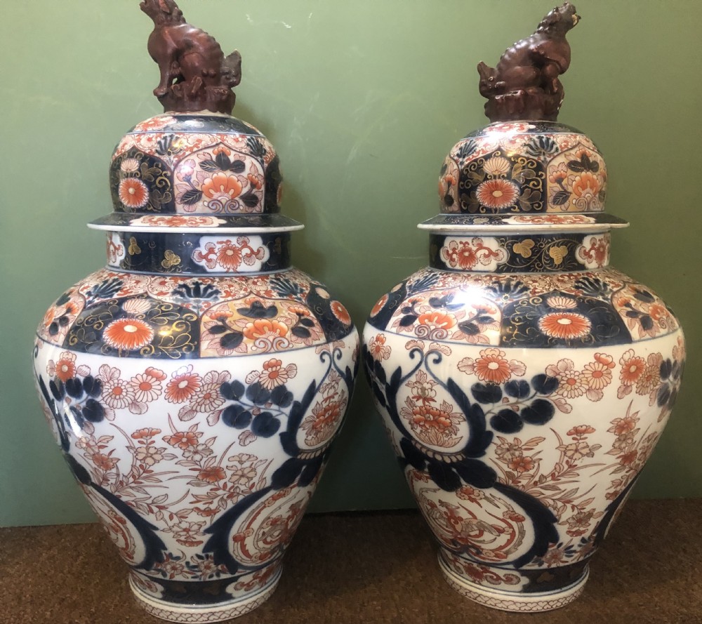 Pair of mid C19th Japanese Imari design porcelain vases probably by Samson of Paris  View XXIII