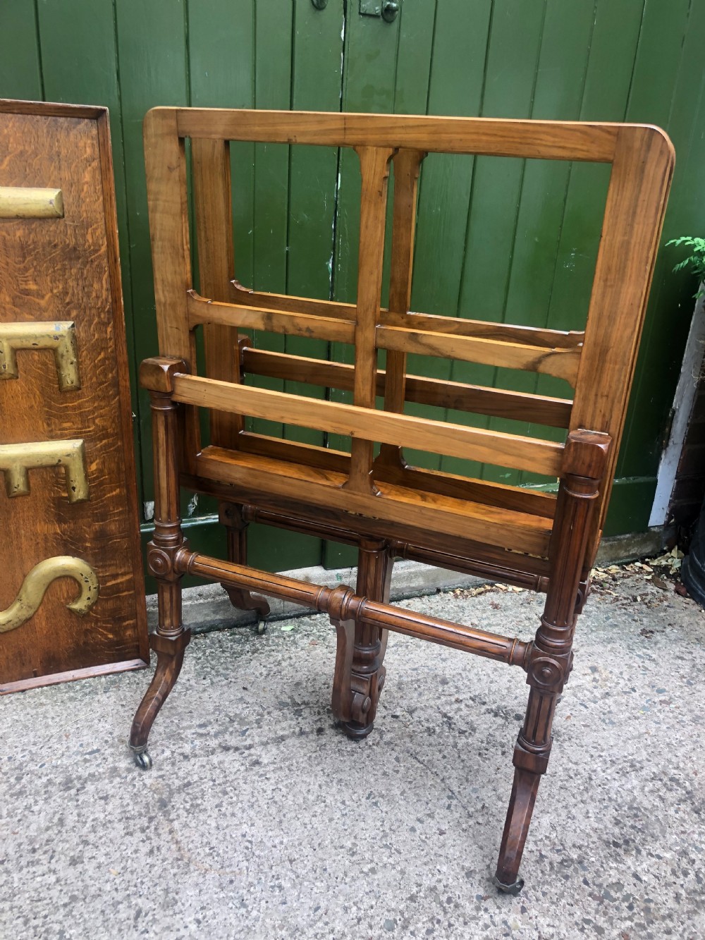 Mid C19th walnut-framed library or gallery folio-stand with an unusual folding action . View VII