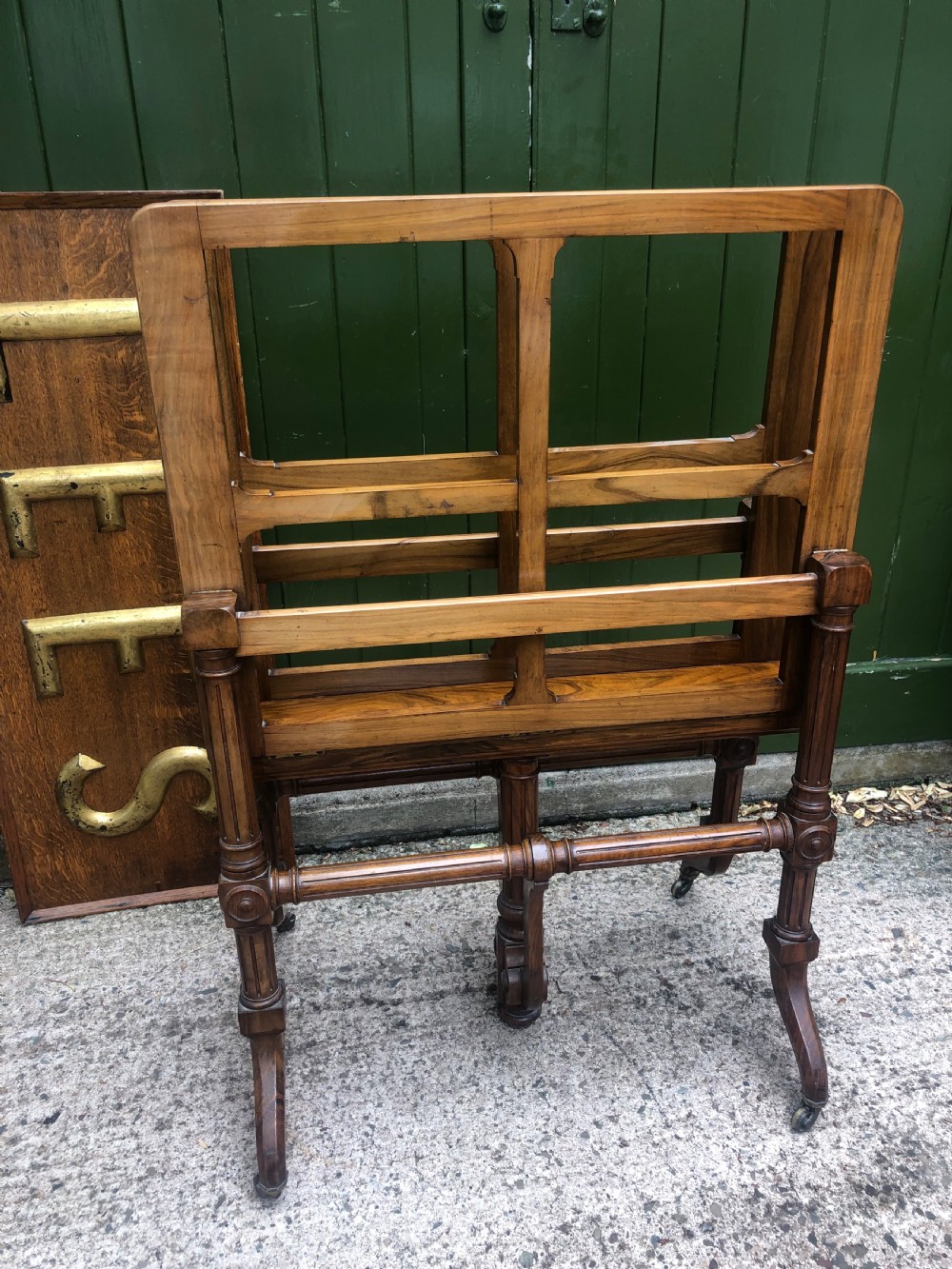 Mid C19th walnut-framed library or gallery folio-stand with an unusual folding action . View VIII
