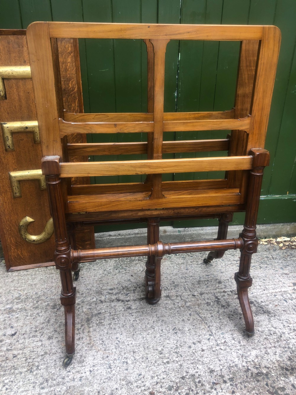 Mid C19th walnut-framed library or gallery folio-stand with an unusual folding action . View XXII