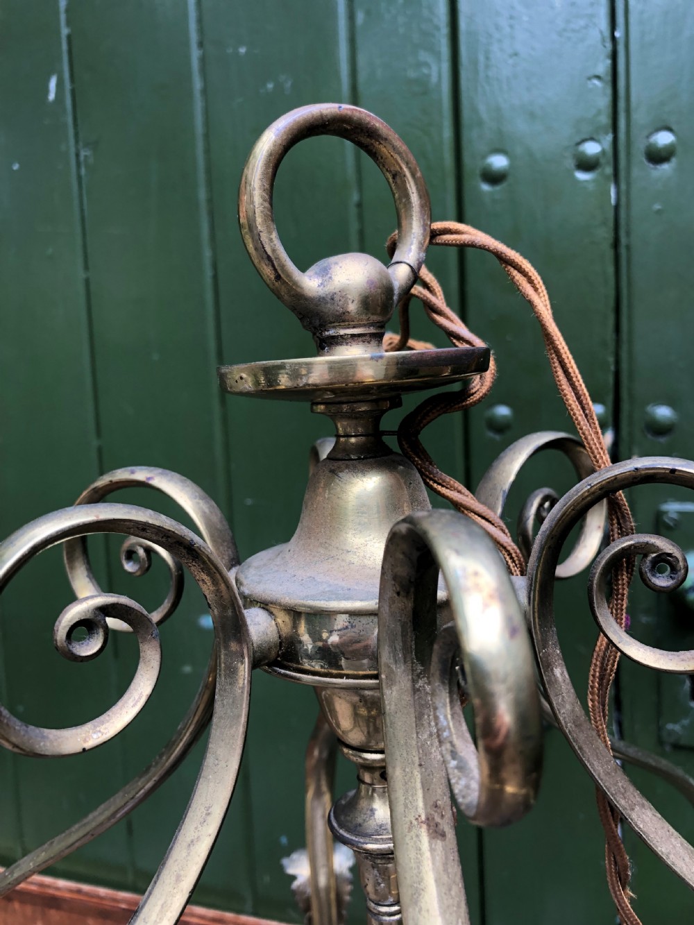Early C20th brass-framed hexagonal glazed hall lantern of early C19th design. View III