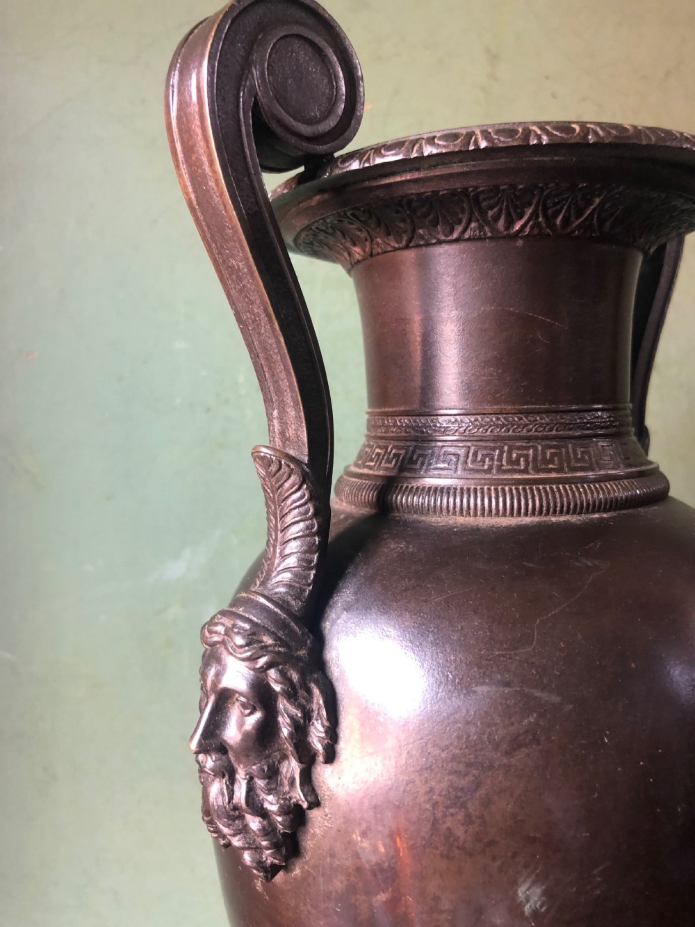 Mid C19th Greek revival design bronze vase lamp-base . View VII