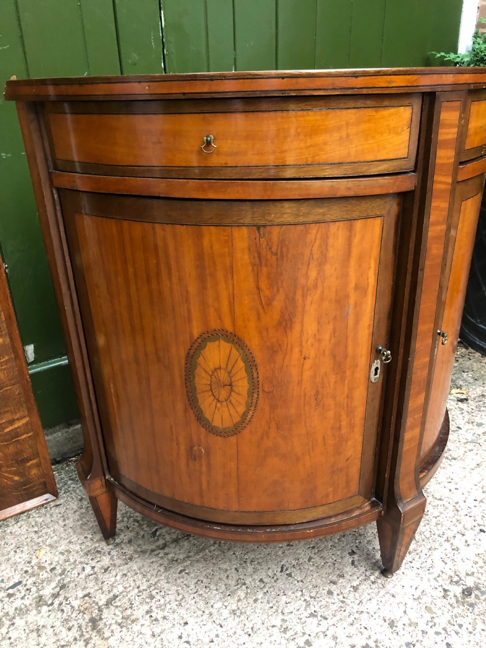 Late C18th Dutch neo-classical design satinwood demi-lune commode . View V