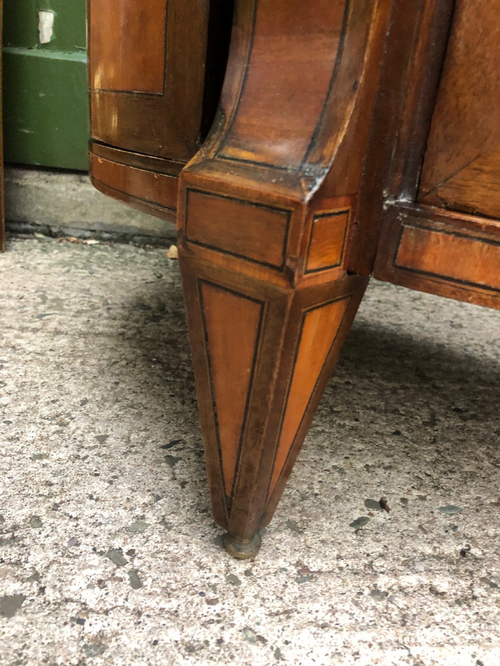 Late C18th Dutch neo-classical design satinwood demi-lune commode . View VII