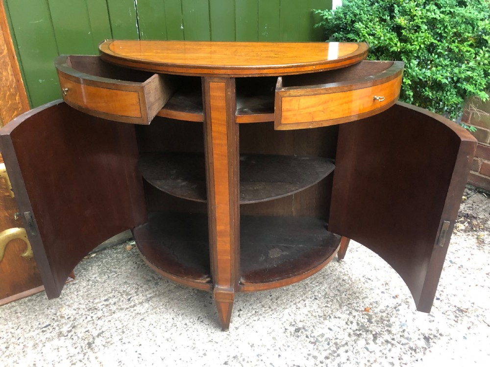Late C18th Dutch neo-classical design satinwood demi-lune commode . View VIII
