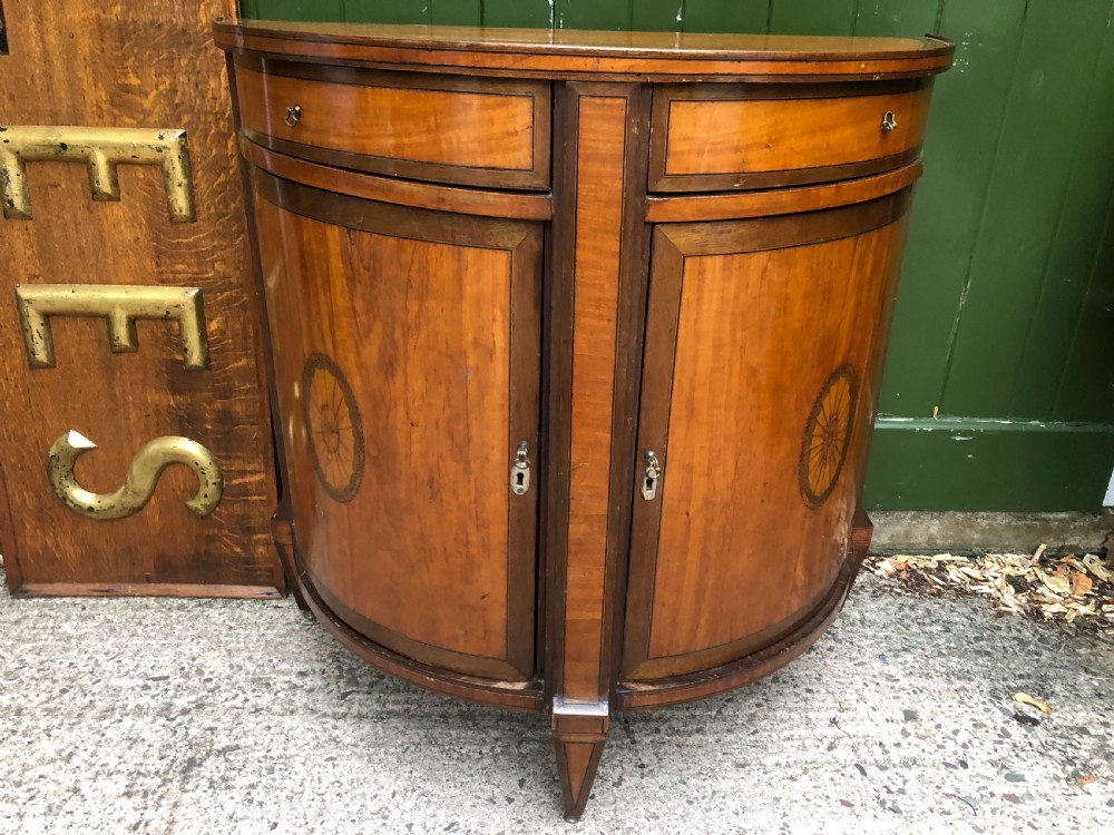 Late C18th Dutch neo-classical design satinwood demi-lune commode . View XIV