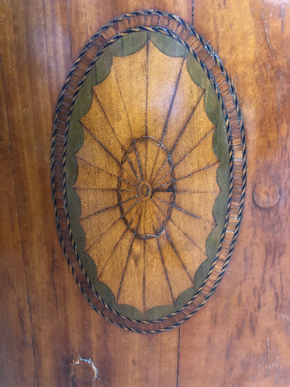 Late C18th Dutch neo-classical design satinwood demi-lune commode . View XVI