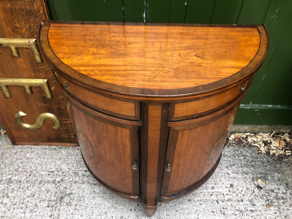 Late C18th Dutch neo-classical design satinwood demi-lune commode . View XVII