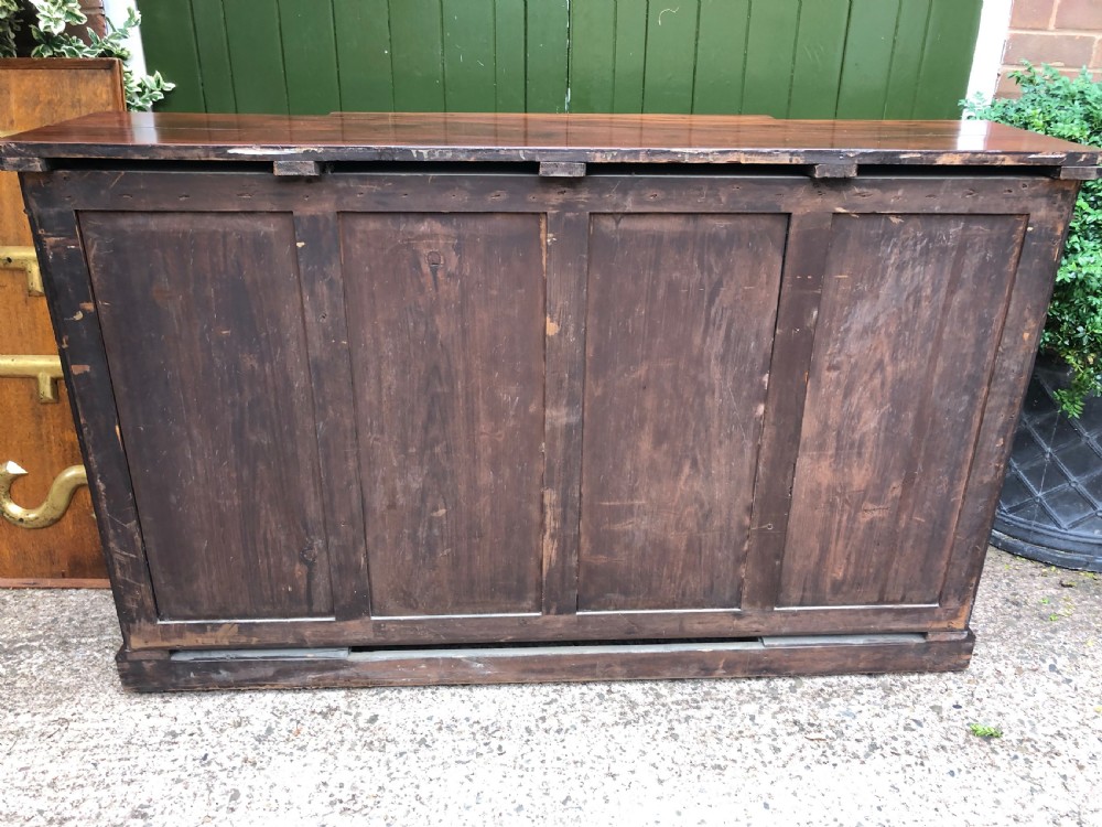 Early C19th Regency period mahogany 4-door ‘dwarf’ bookcase cabinet of breakfront outline. View XV