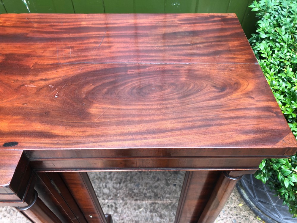 Early C19th Regency period mahogany 4-door ‘dwarf’ bookcase cabinet of breakfront outline. View XVI