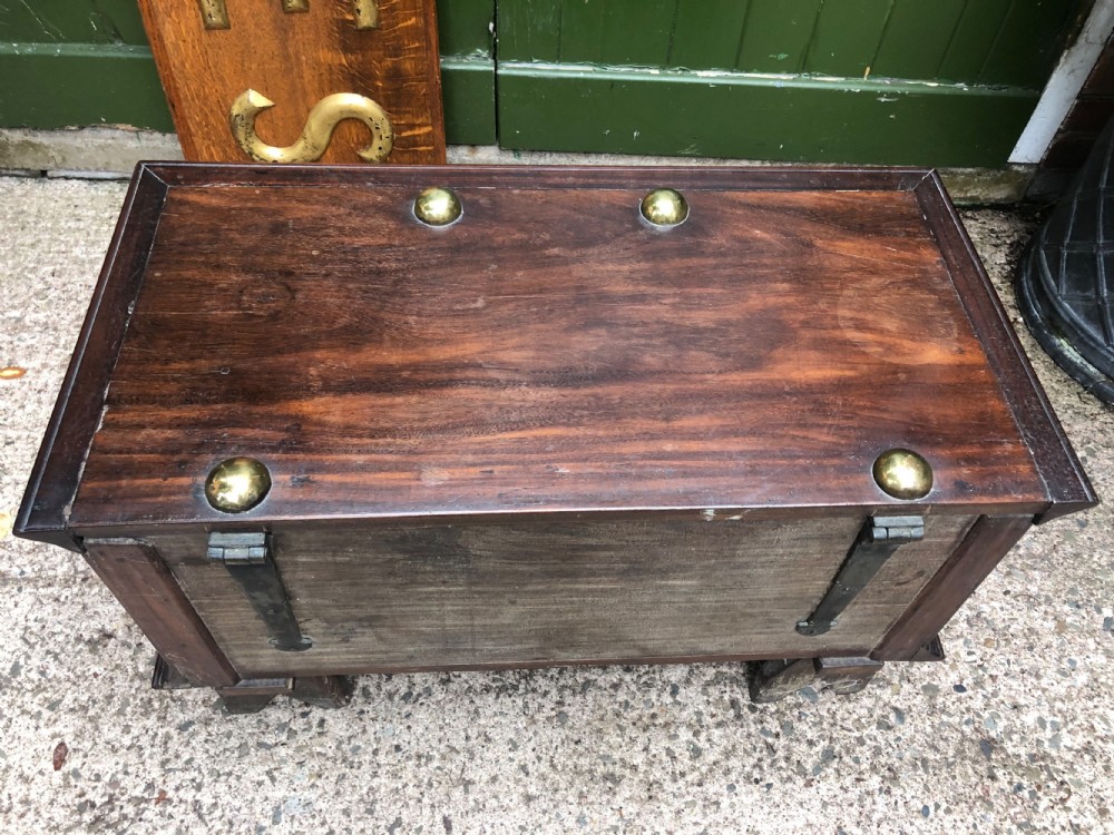 Mid C18th Dutch East Indies colonial brass-mounted padauk coffer or strong-box . View XIII