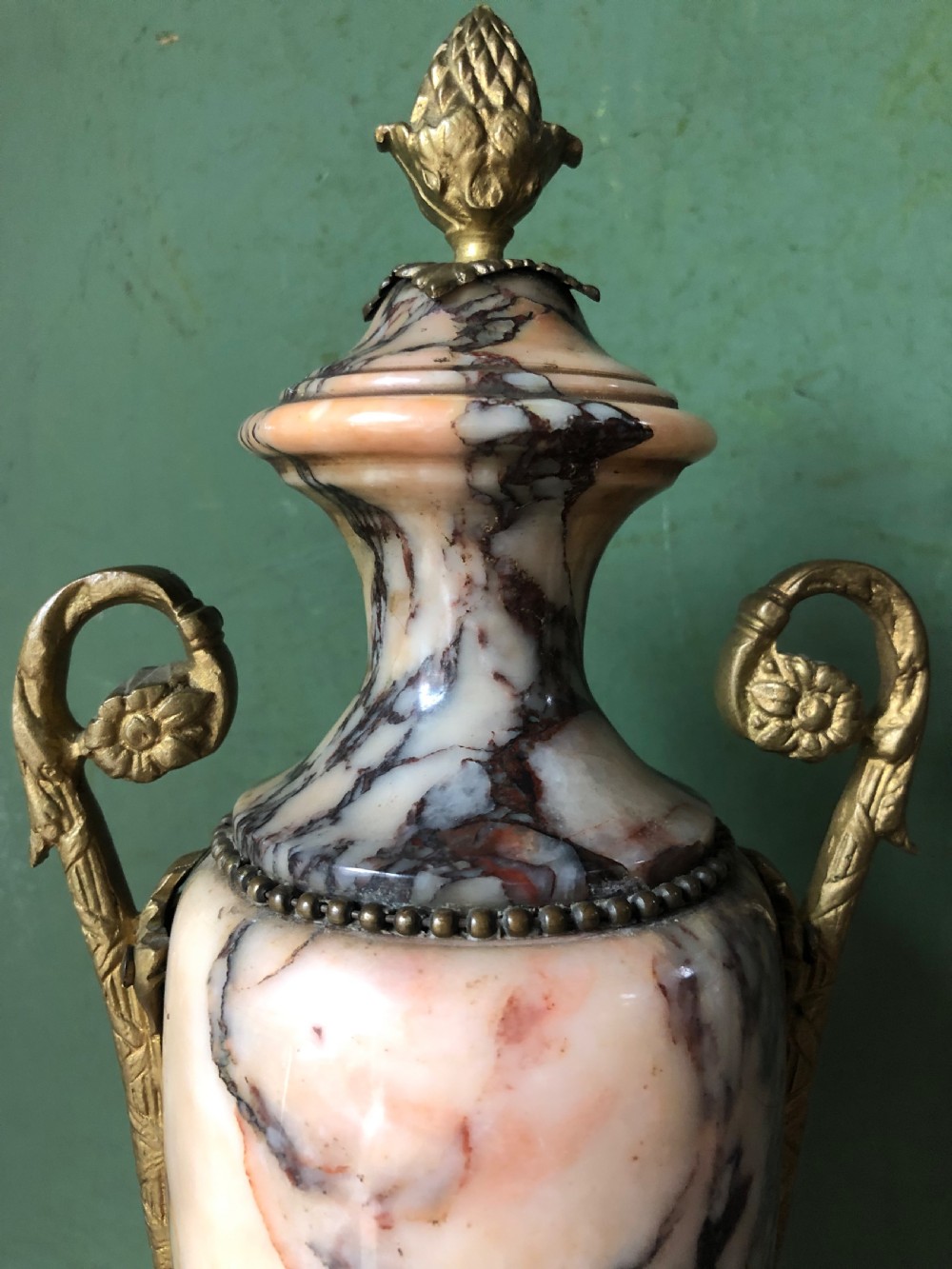 Pair of late C19th/ early C20th French ormolu-mounted marble vases. View VI