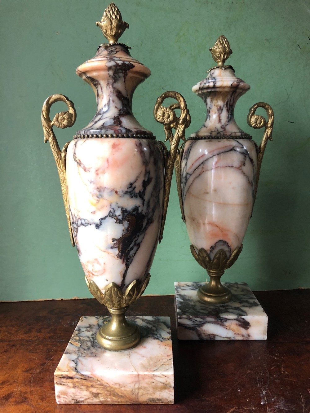 Pair of late C19th/ early C20th French ormolu-mounted marble vases. View XI