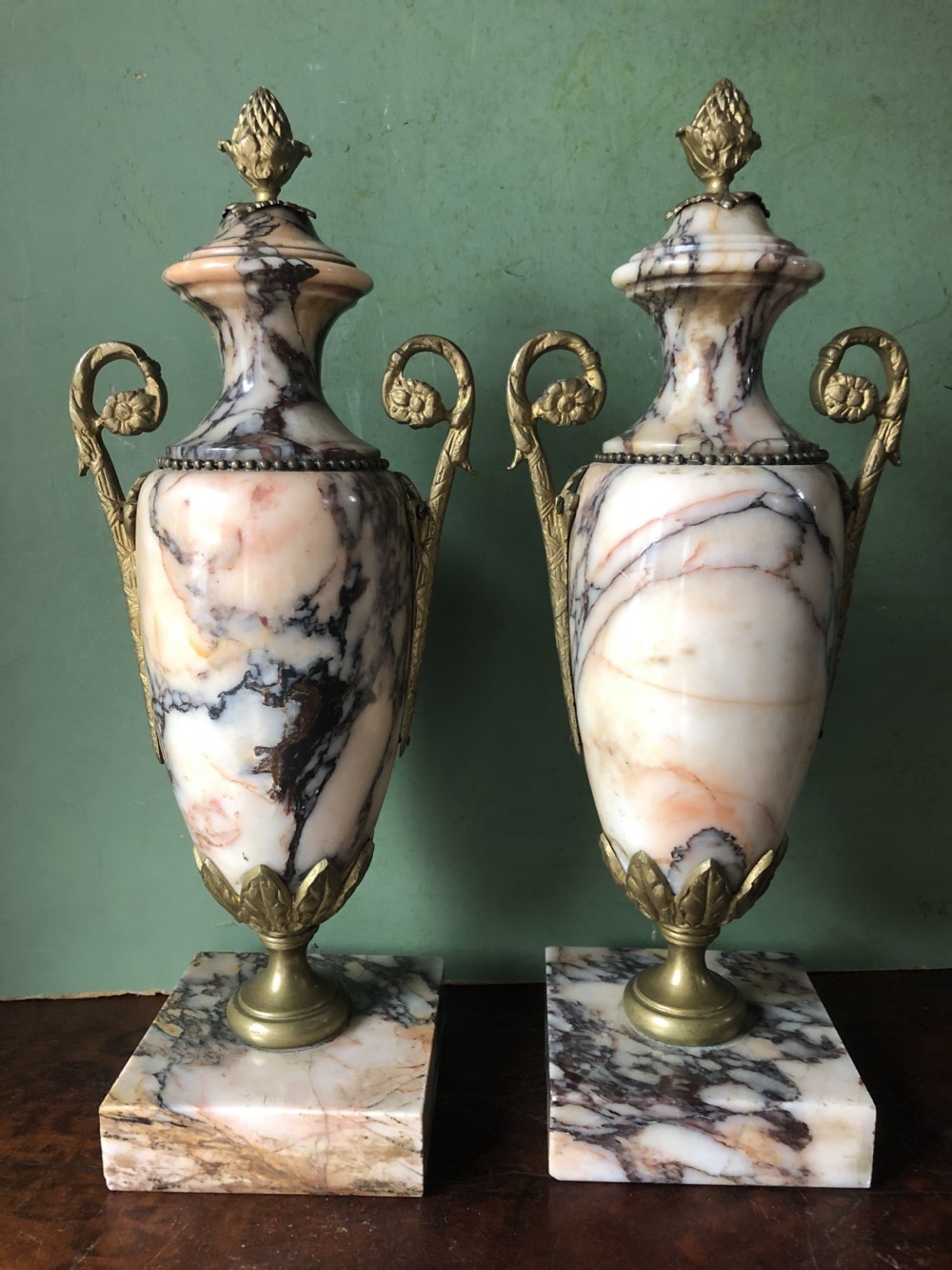 Pair of late C19th/ early C20th French ormolu-mounted marble vases. View XIII
