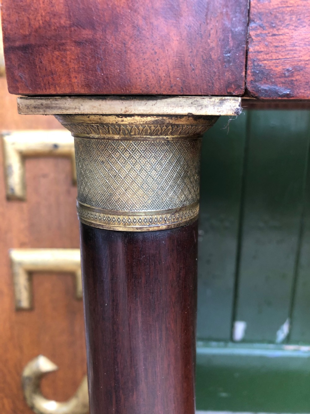 Early C19th French mahogany Empire design console table . View IV