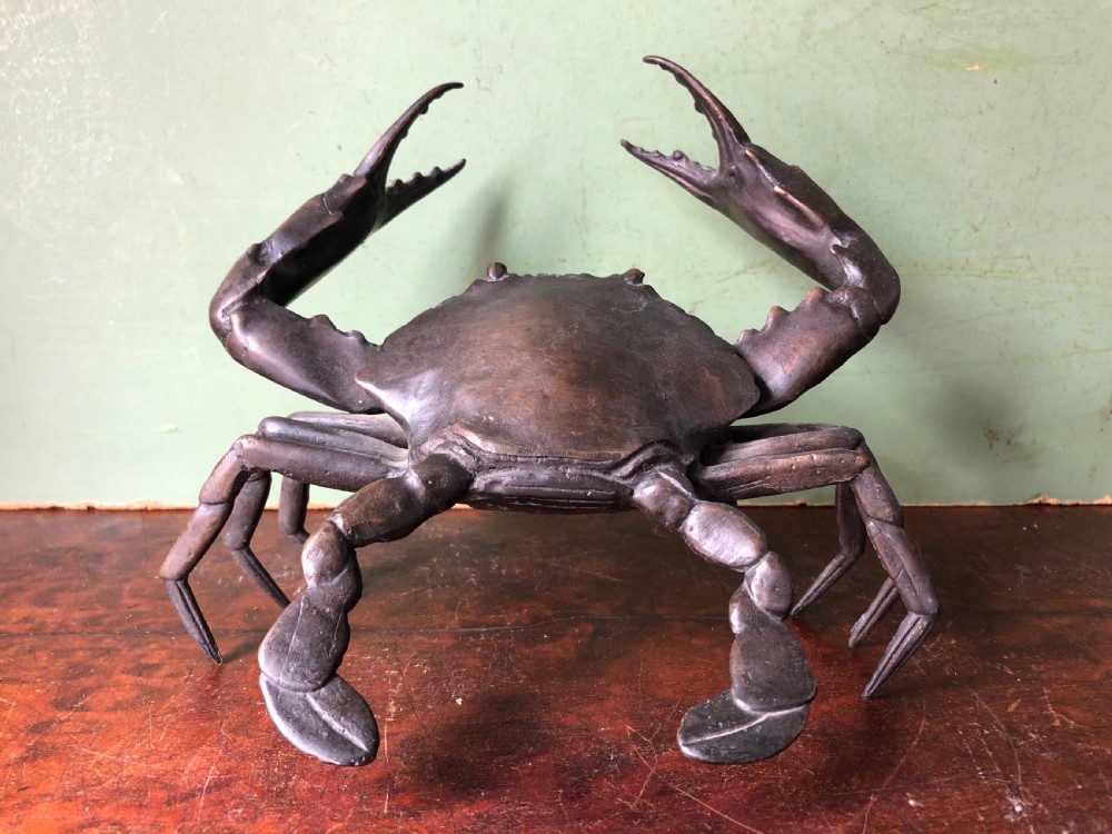 Late C19th  Japanese Meiji period bronze study of a crab . View II