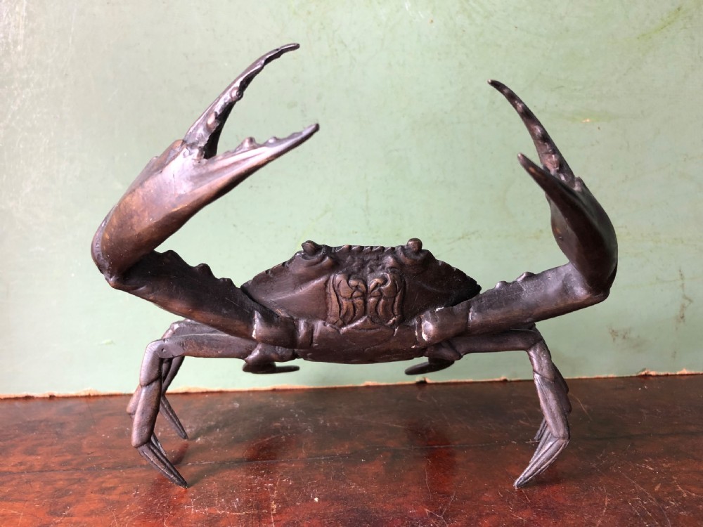 Late C19th  Japanese Meiji period bronze study of a crab . View III