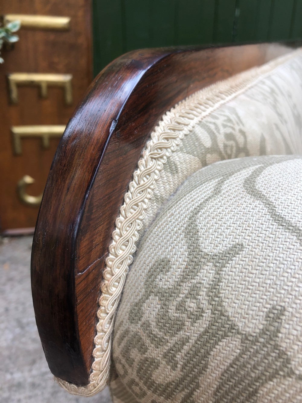 Early C19th William IV period carved rosewood framed sofa of practical scale and proportions. View XIII