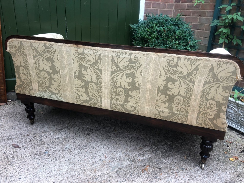Early C19th William IV period carved rosewood framed sofa of practical scale and proportions. View XV
