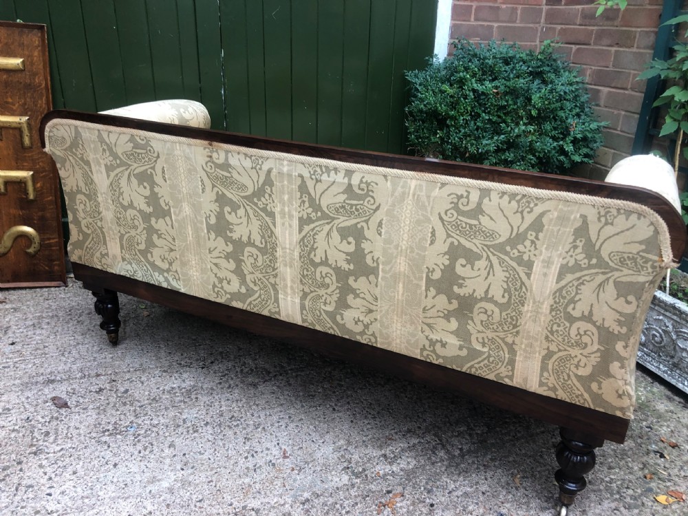 Early C19th William IV period carved rosewood framed sofa of practical scale and proportions. View XVI