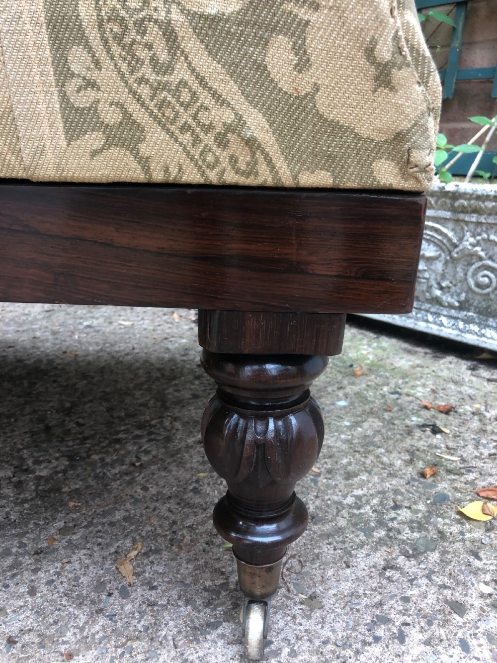 Early C19th William IV period carved rosewood framed sofa of practical scale and proportions. View XVII