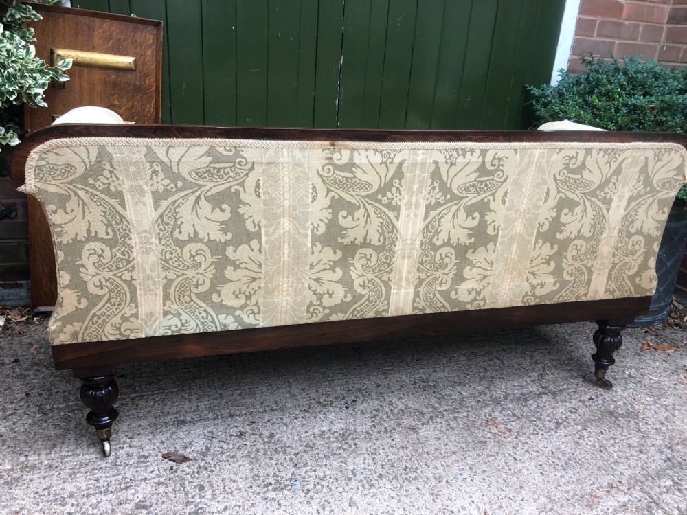 Early C19th William IV period carved rosewood framed sofa of practical scale and proportions. View XX