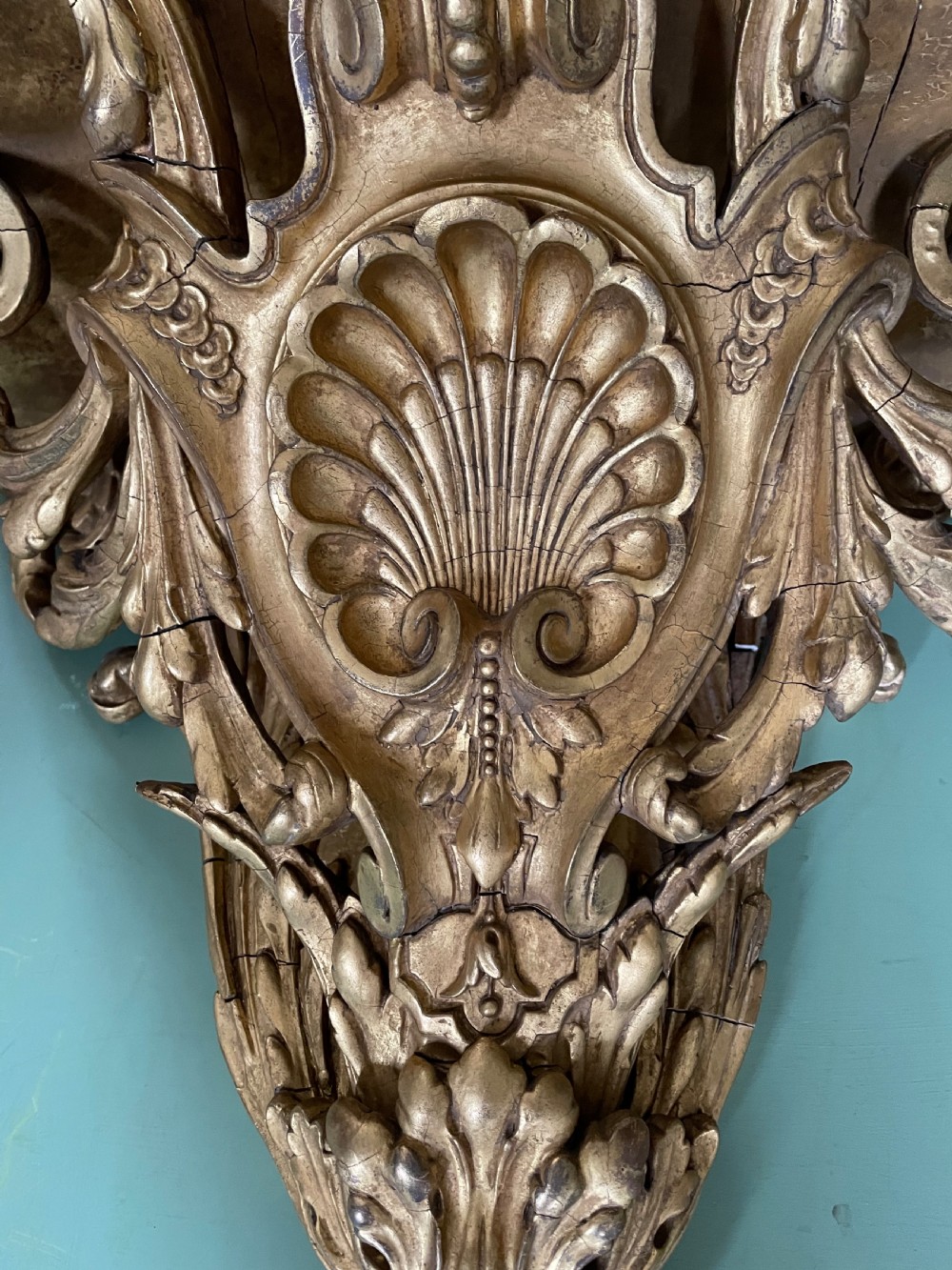 A large scale late C19th French rococo-style gilt-wood and gilded gesso wall bracket in the Louis XVI taste . View IV