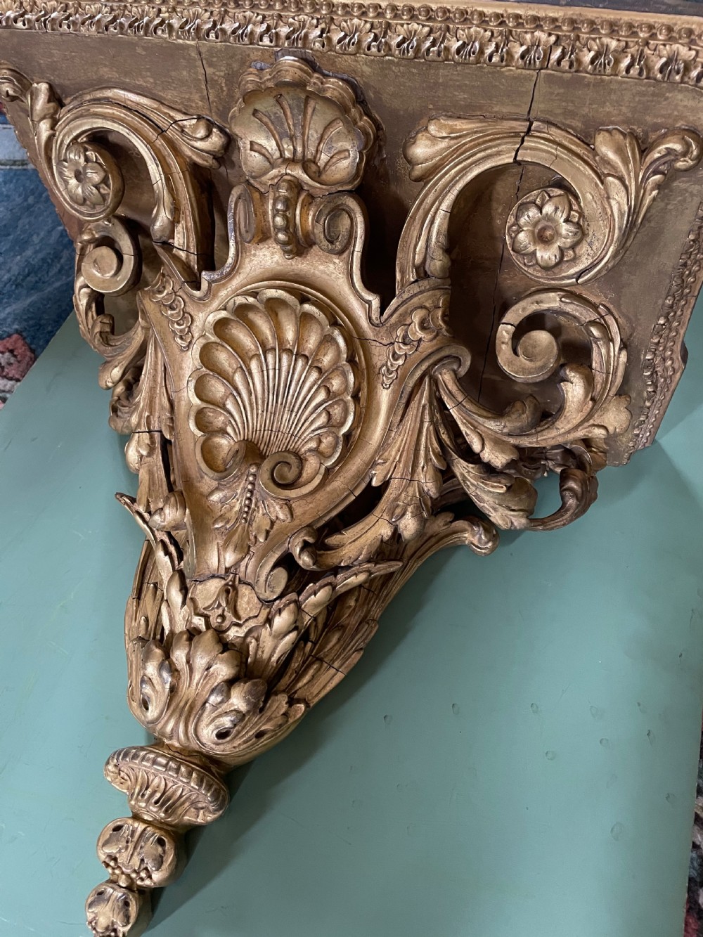 A large scale late C19th French rococo-style gilt-wood and gilded gesso wall bracket in the Louis XVI taste . View V