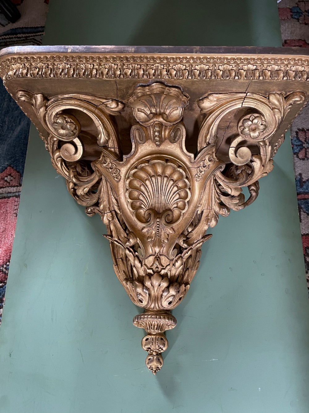 A large scale late C19th French rococo-style gilt-wood and gilded gesso wall bracket in the Louis XVI taste . View VII