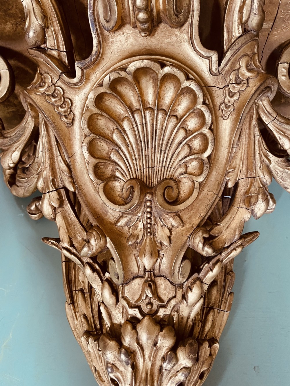 A large scale late C19th French rococo-style gilt-wood and gilded gesso wall bracket in the Louis XVI taste . View XV