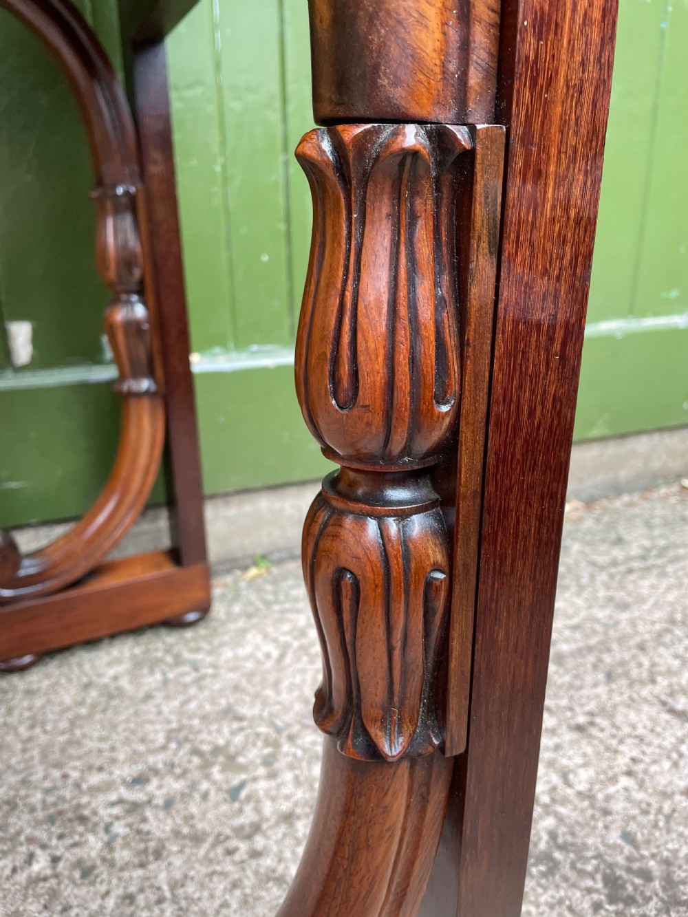 Unusual early C19th George IV period marble-topped rosewood console table of small proportions. View XVI