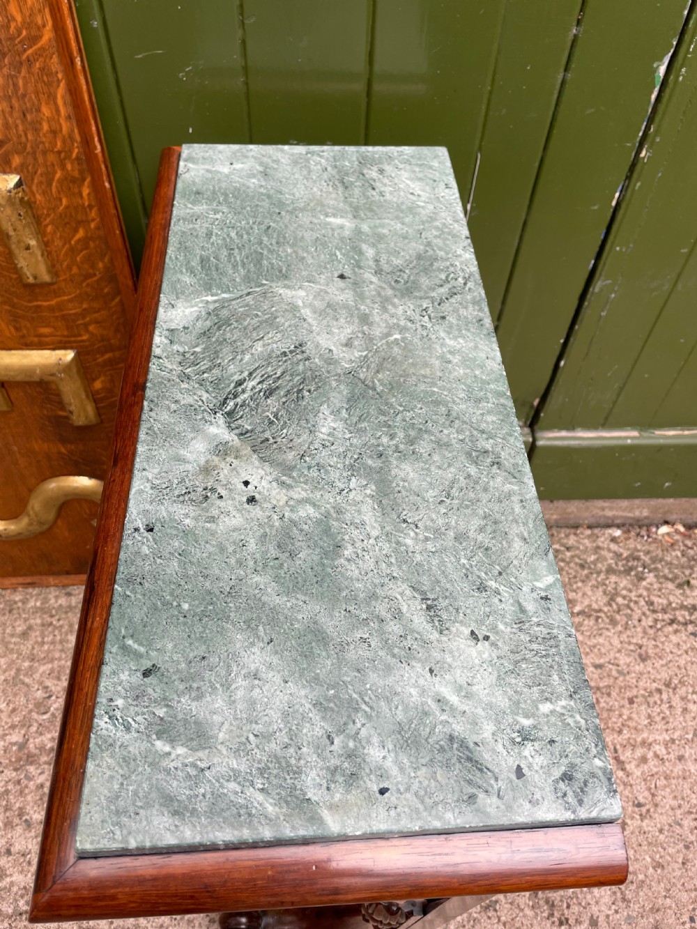 Unusual early C19th George IV period marble-topped rosewood console table of small proportions. View XVIII