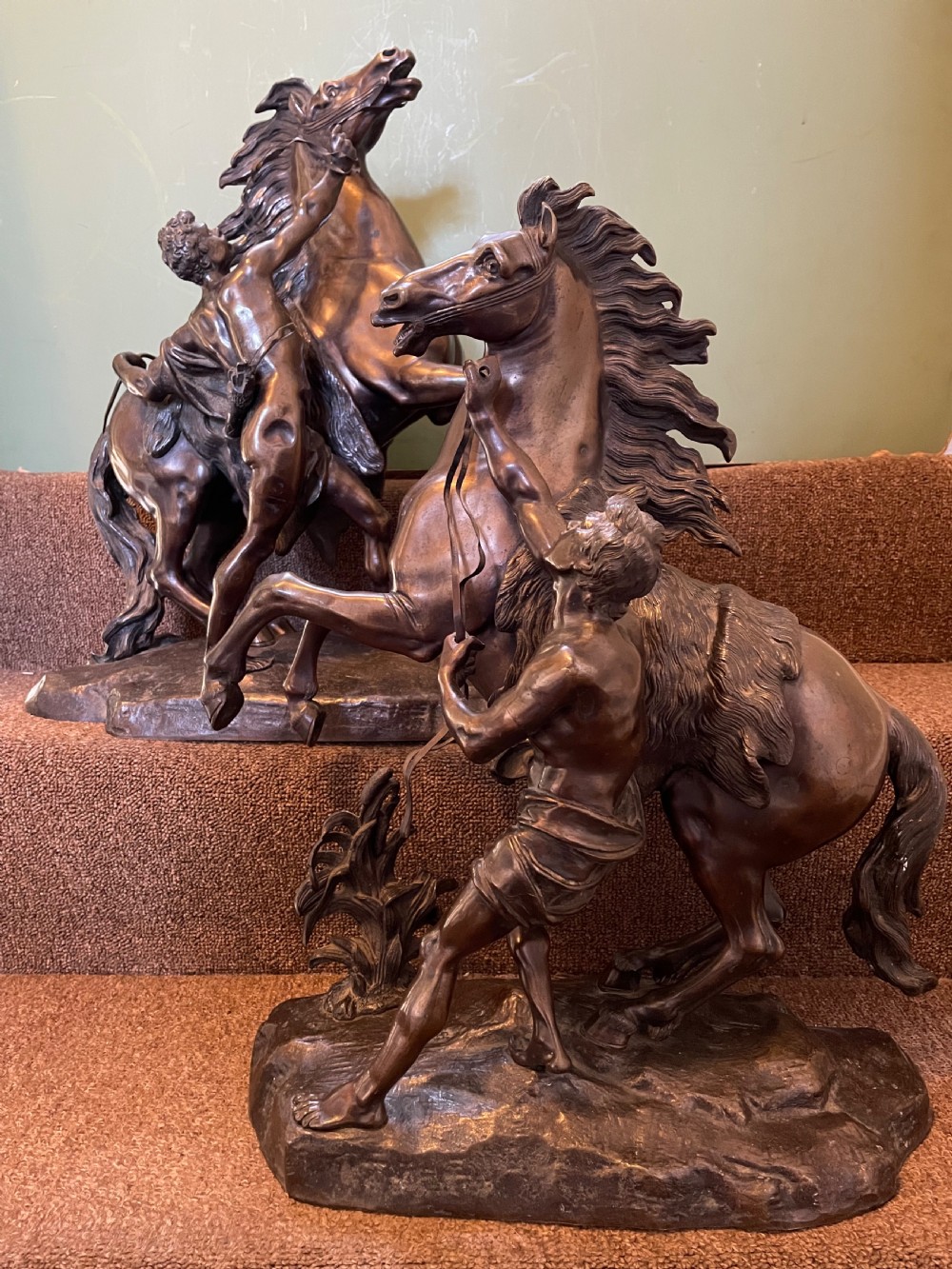 Larger scale pair of C19th bronze ‘Marly Horses’ . View V