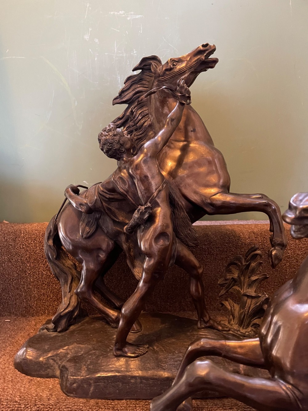 Larger scale pair of C19th bronze ‘Marly Horses’ . View VI