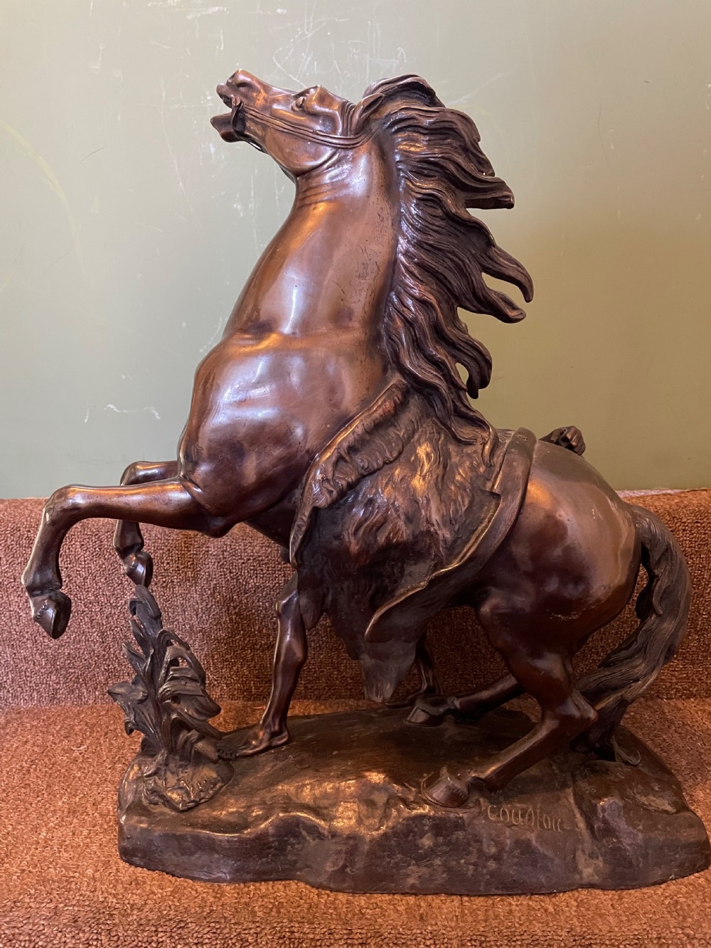 Larger scale pair of C19th bronze ‘Marly Horses’ . View IX