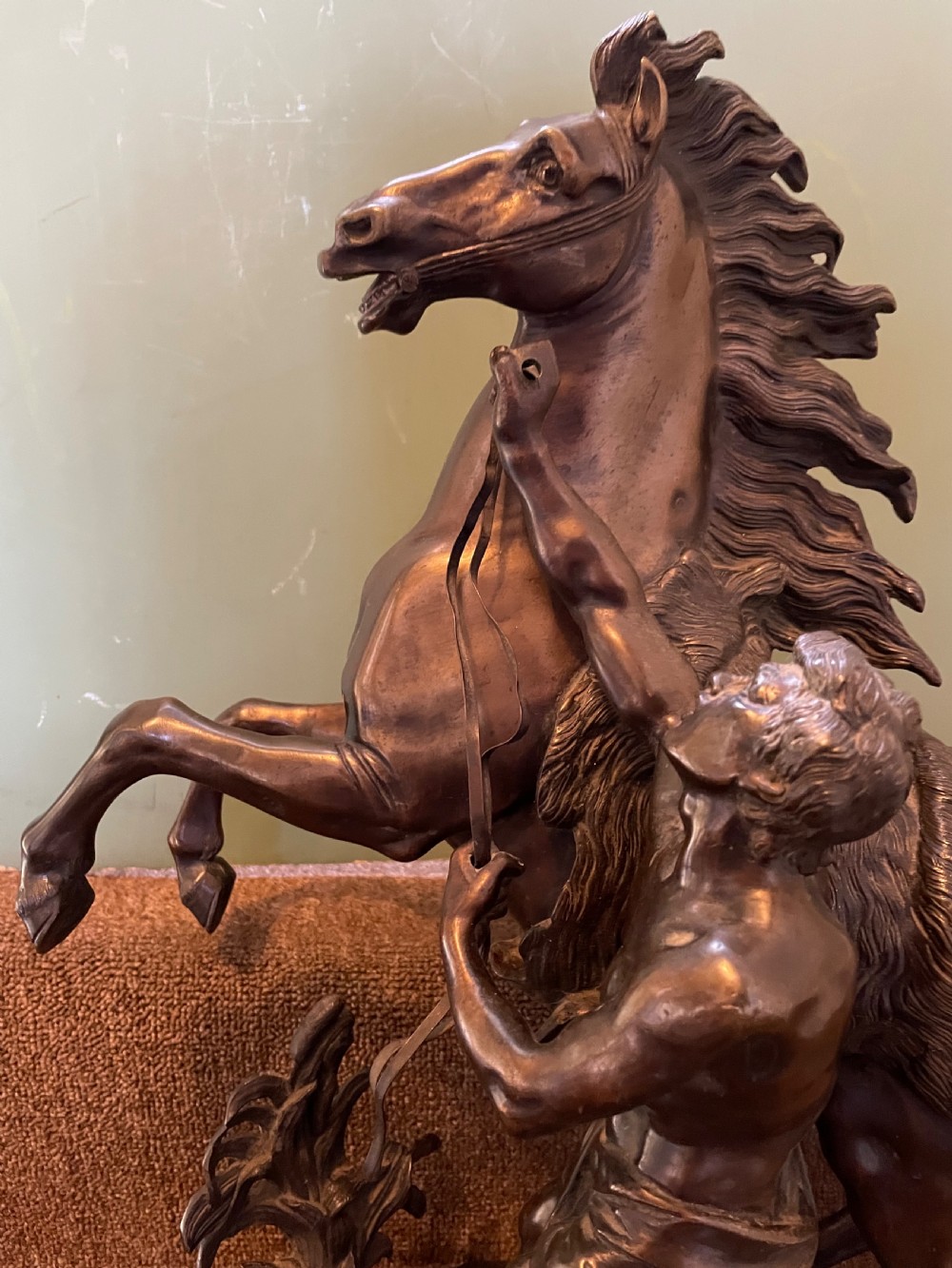 Larger scale pair of C19th bronze ‘Marly Horses’ . View XIII