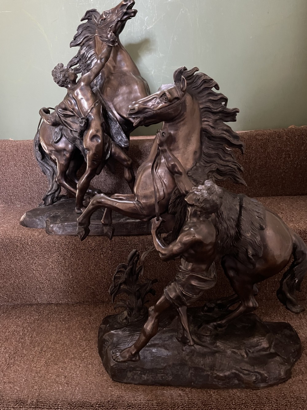 Larger scale pair of C19th bronze ‘Marly Horses’ . View XIX
