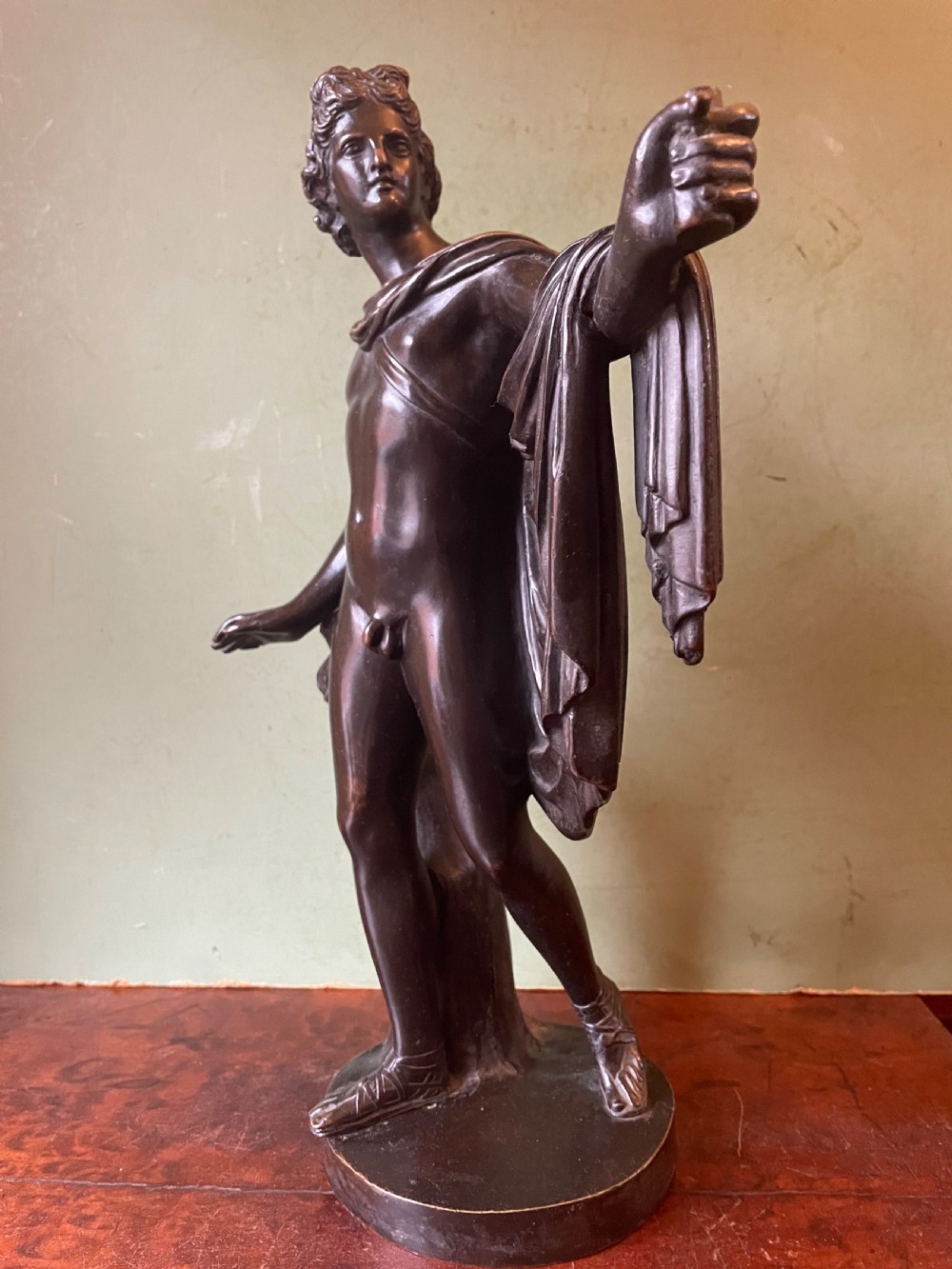 Mid C19th Italian ‘Grand Tour’ souvenir bronze study of “The Apollo Belvedere”, after the antique  View II