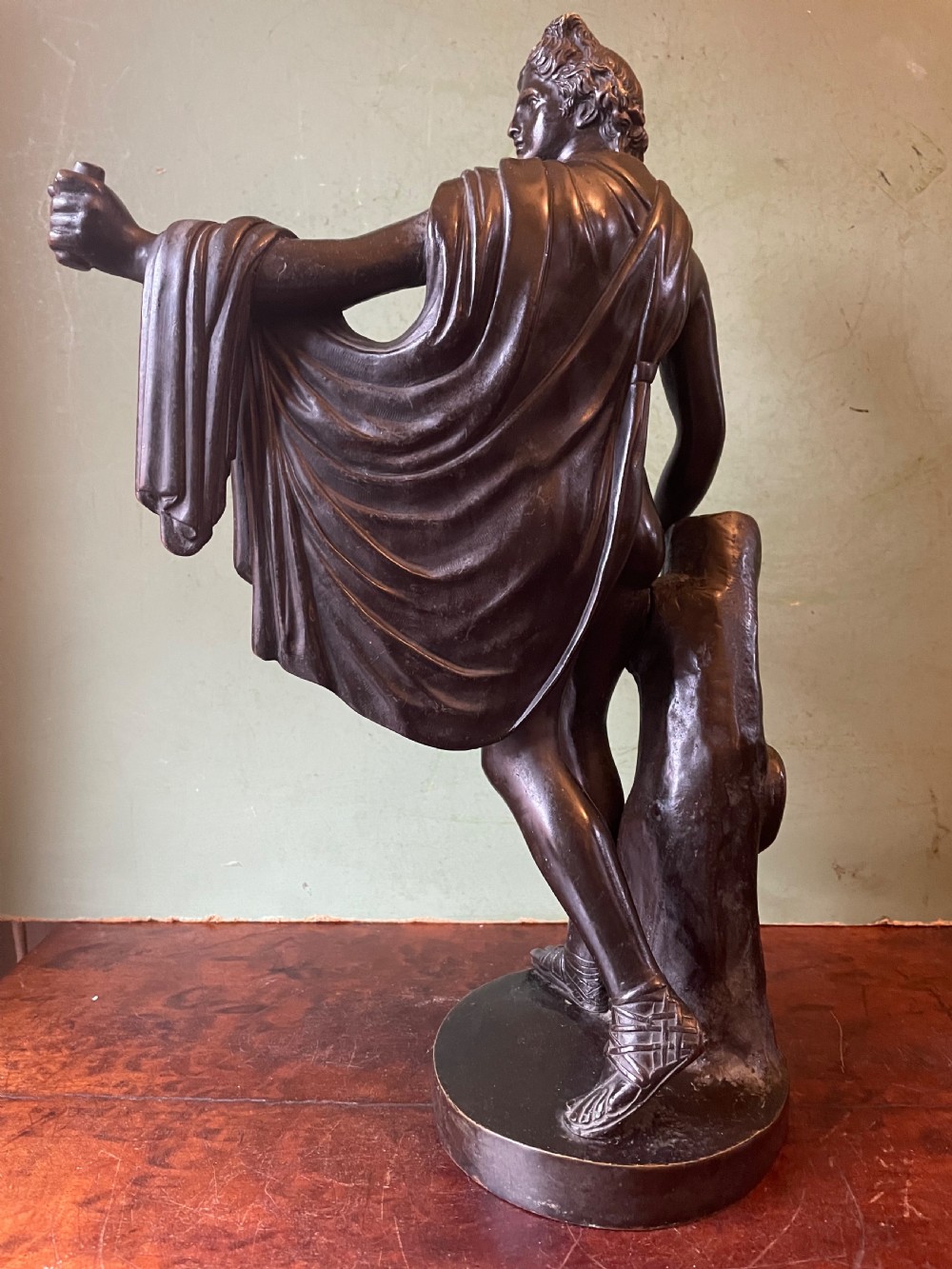 Mid C19th Italian ‘Grand Tour’ souvenir bronze study of “The Apollo Belvedere”, after the antique  View III