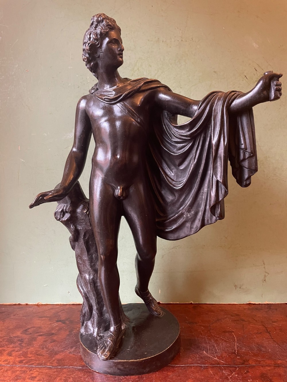Mid C19th Italian ‘Grand Tour’ souvenir bronze study of “The Apollo Belvedere”, after the antique  View VII