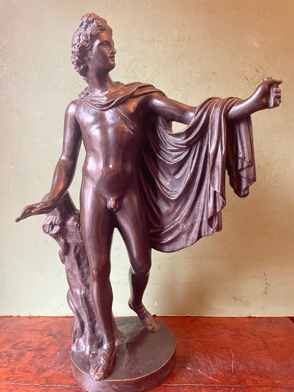 Mid C19th Italian ‘Grand Tour’ souvenir bronze study of “The Apollo Belvedere”, after the antique  View XIII