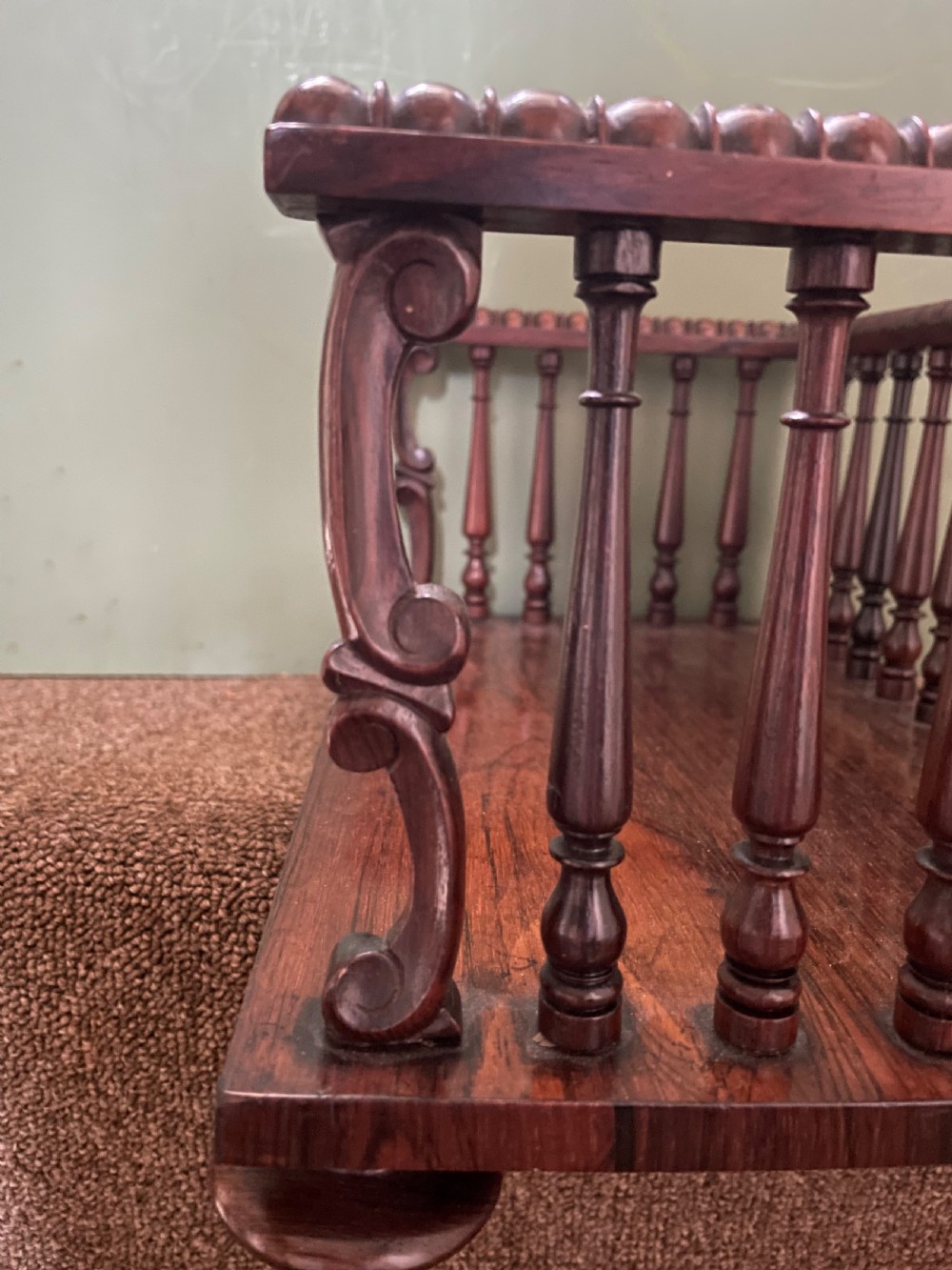 Early C19th George IV period rosewood desk-top book-rack or carrier. View XII