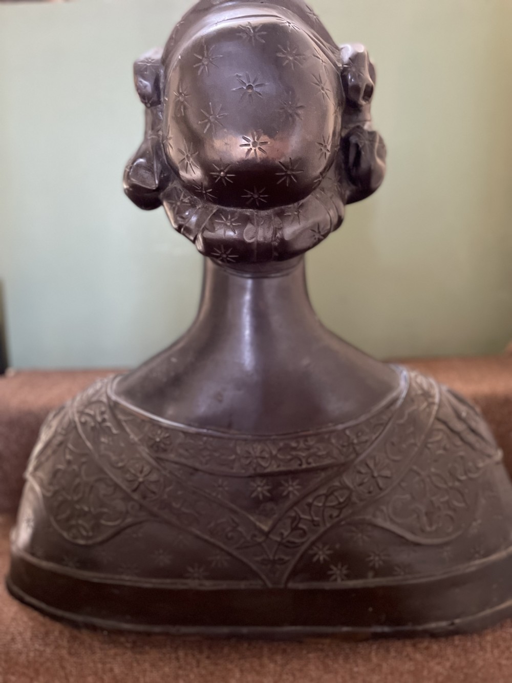 Life-size C19th Renaissance style bronze portrait bust of a noble woman. View II