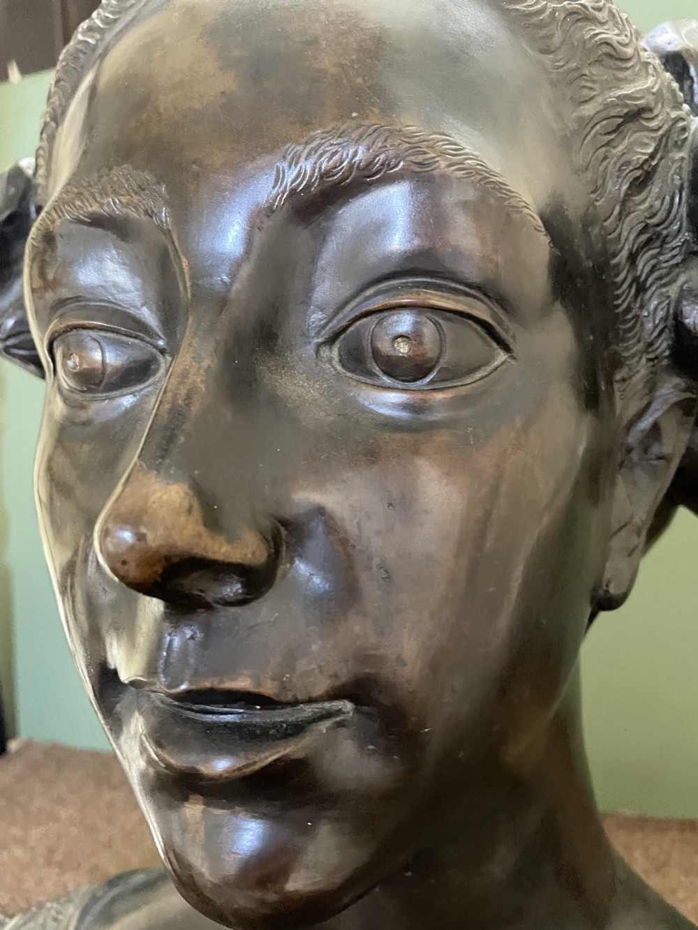Life-size C19th Renaissance style bronze portrait bust of a noble woman. View IV