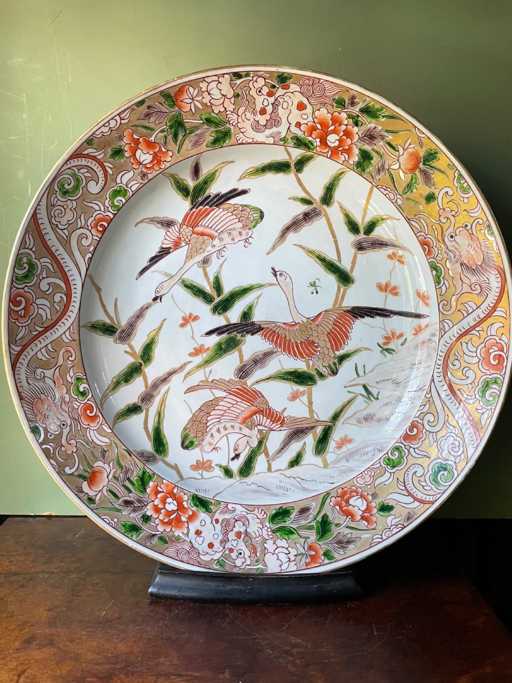 C19th dished porcelain charger in the early C18th Japanese Imari style by Samson. View VIII